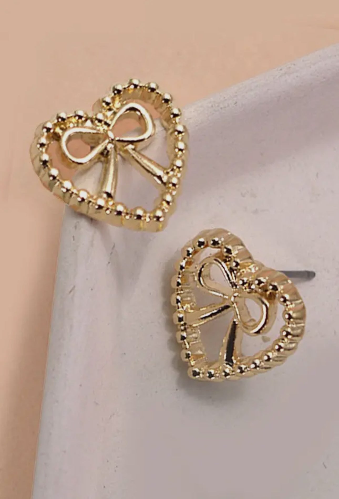 Heart Bow Stud Earrings