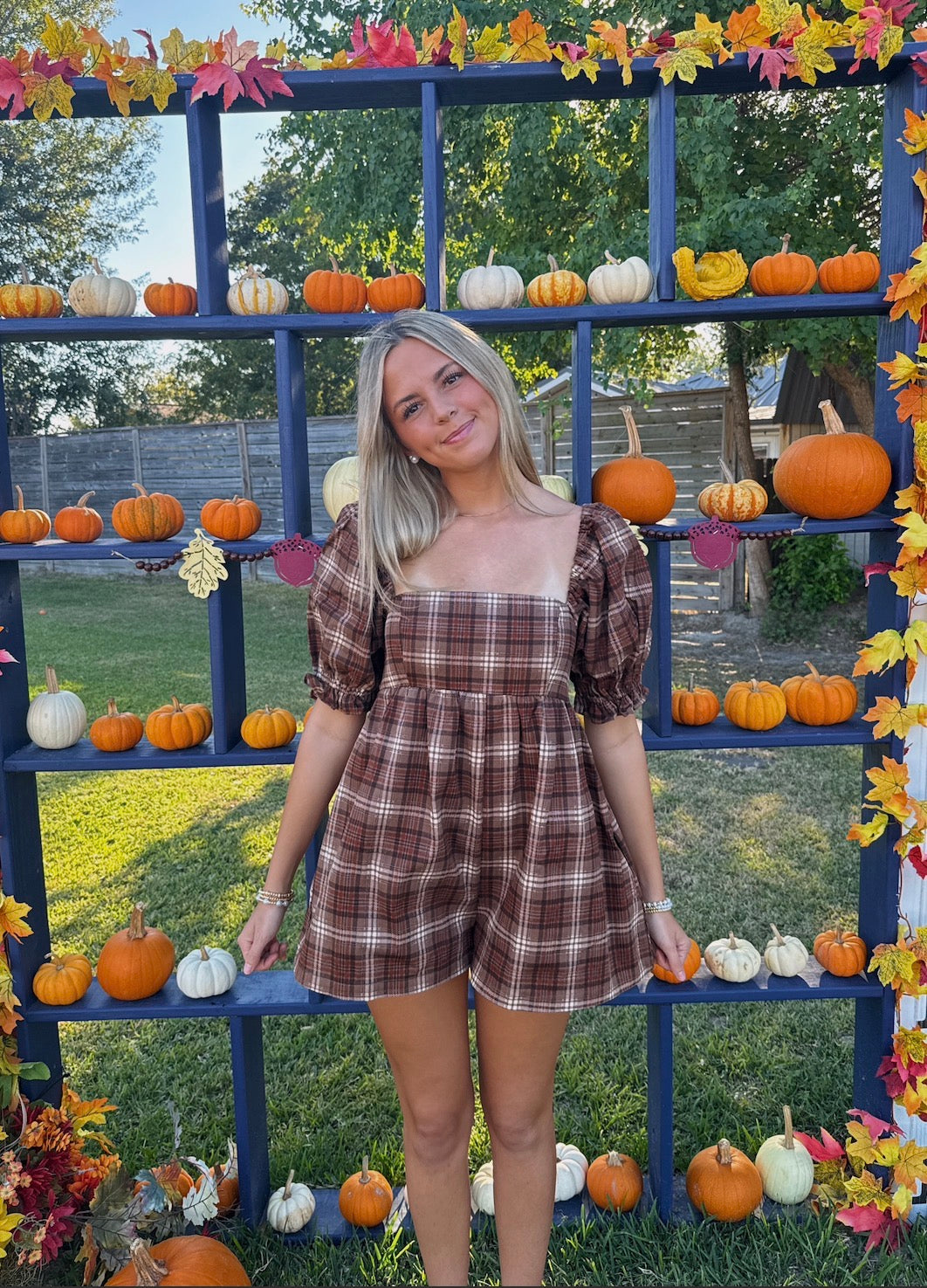Pumpkin Plaid Romper