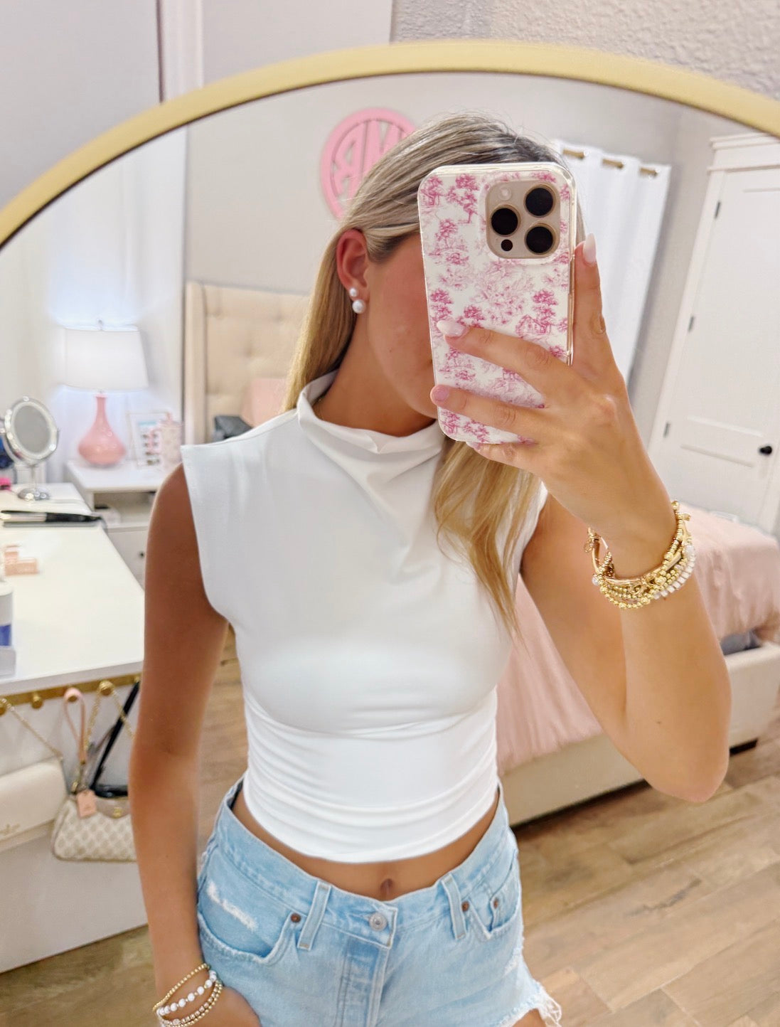 White High Neck Top