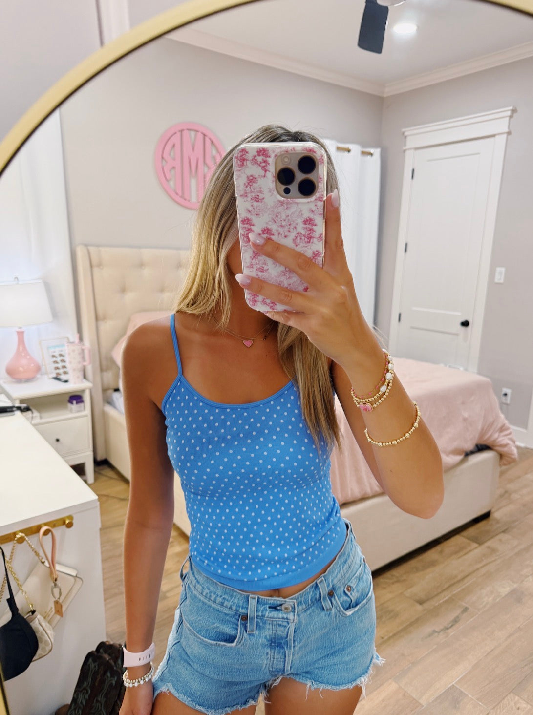 Blue Polkadot Reversible Tank
