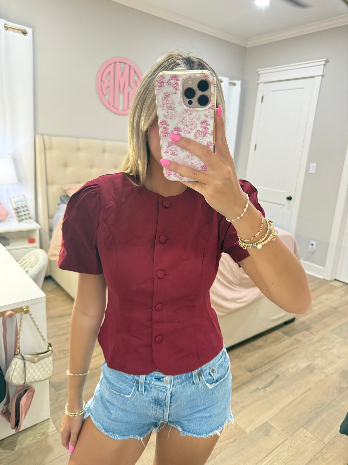 Maroon Puff Sleeve