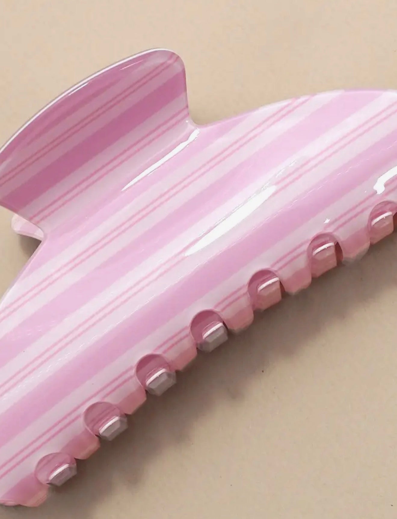 Pink Striped Claw Clip