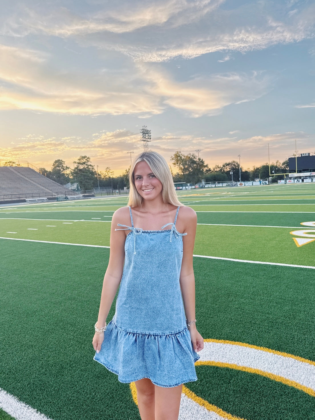 Halftime Denim Bow Dress