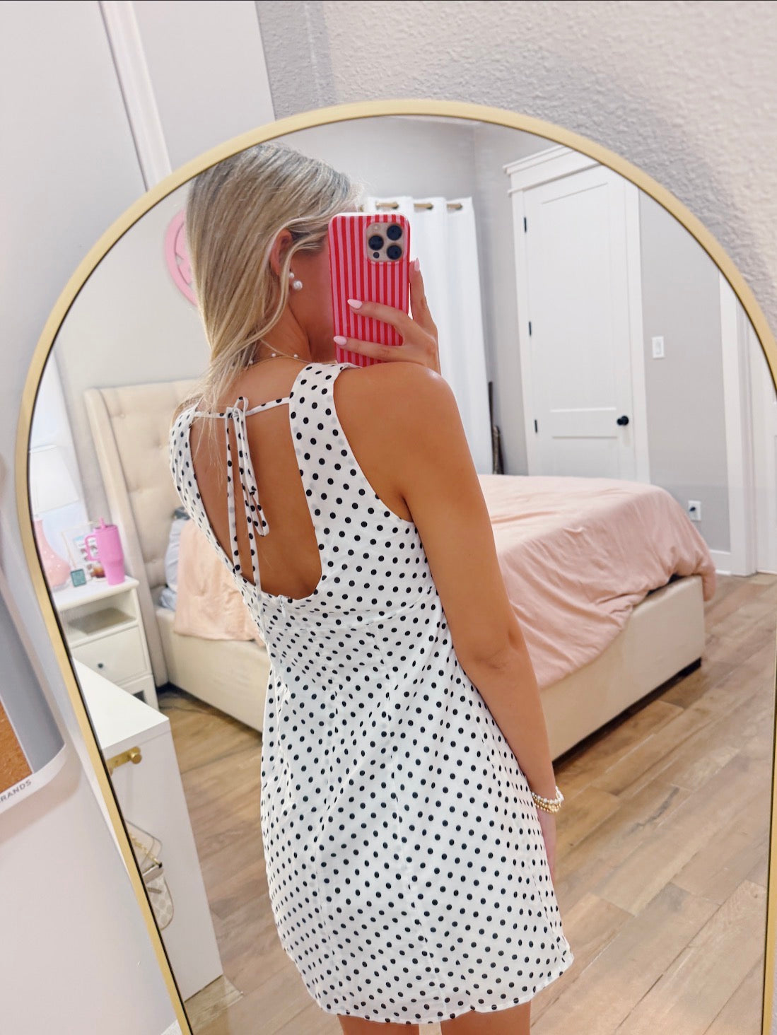 Dotted Backless Mini Dress
