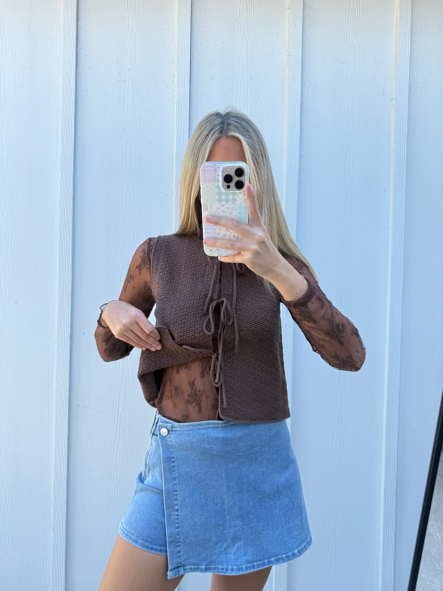 Brown Lace Layering Top