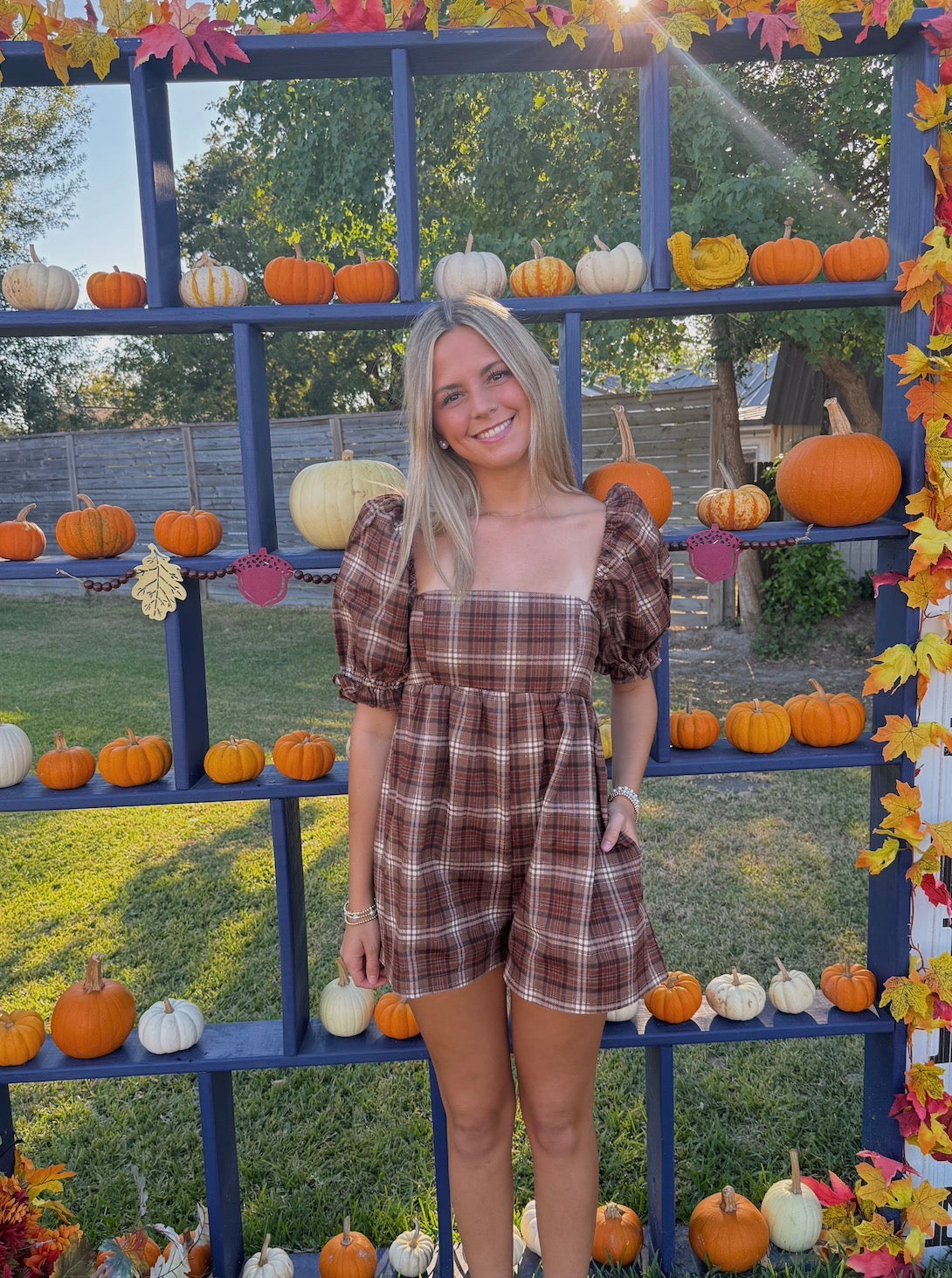 Pumpkin Plaid Romper
