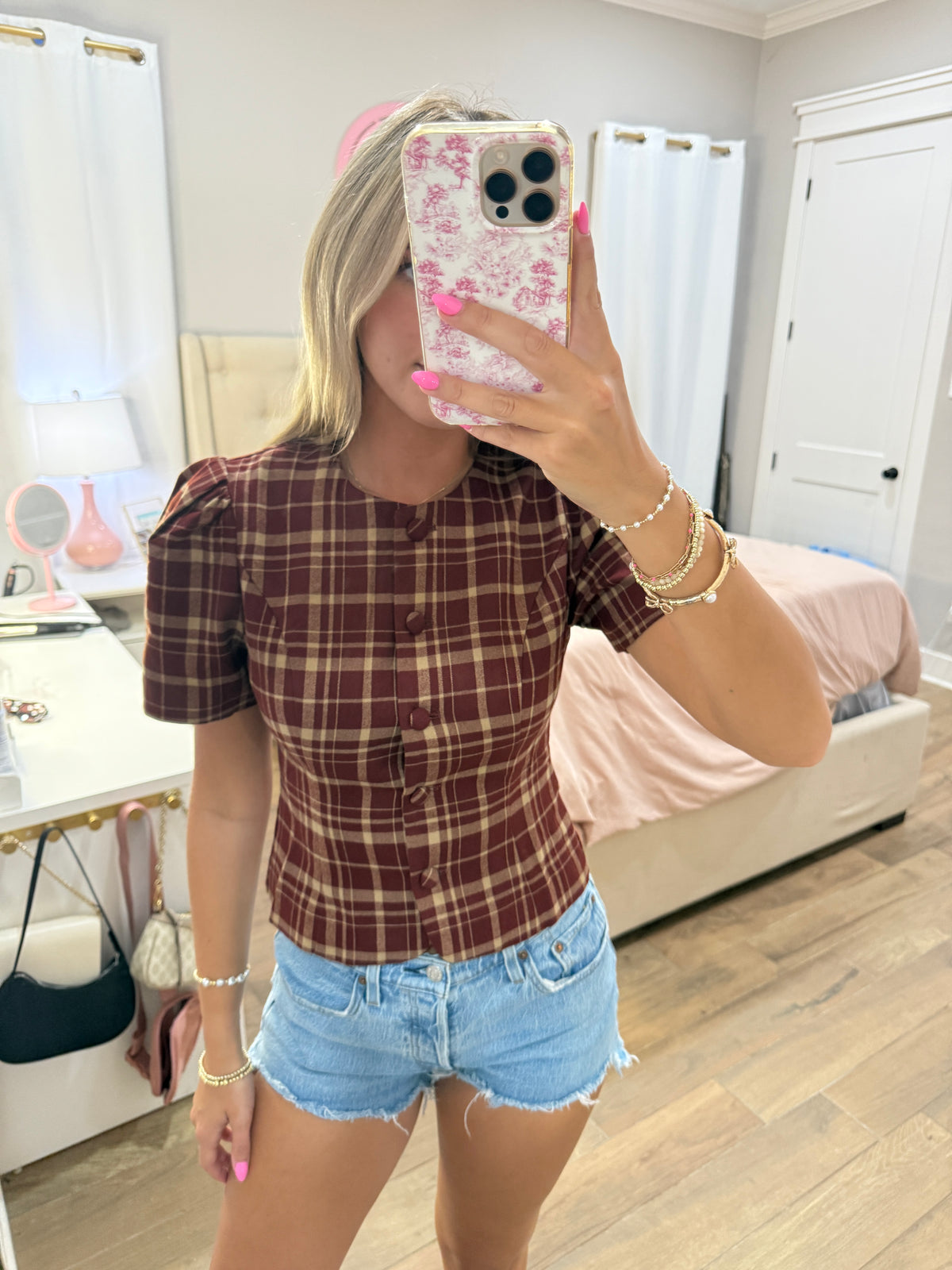 Plaid Puff Sleeve