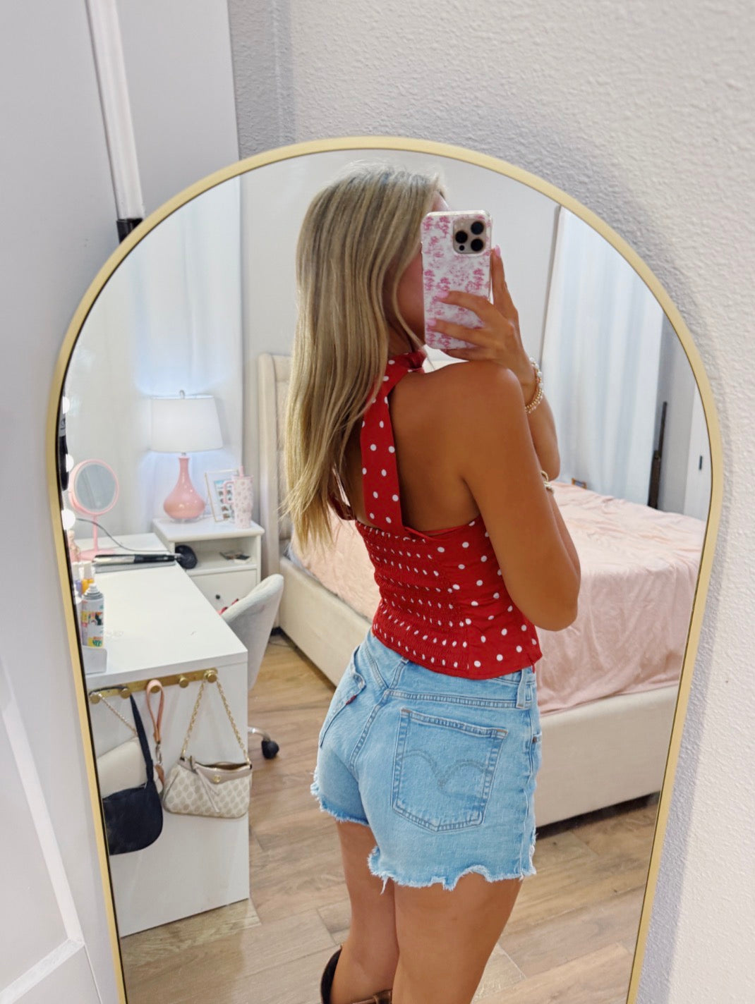 RED Dotted Scarf Top