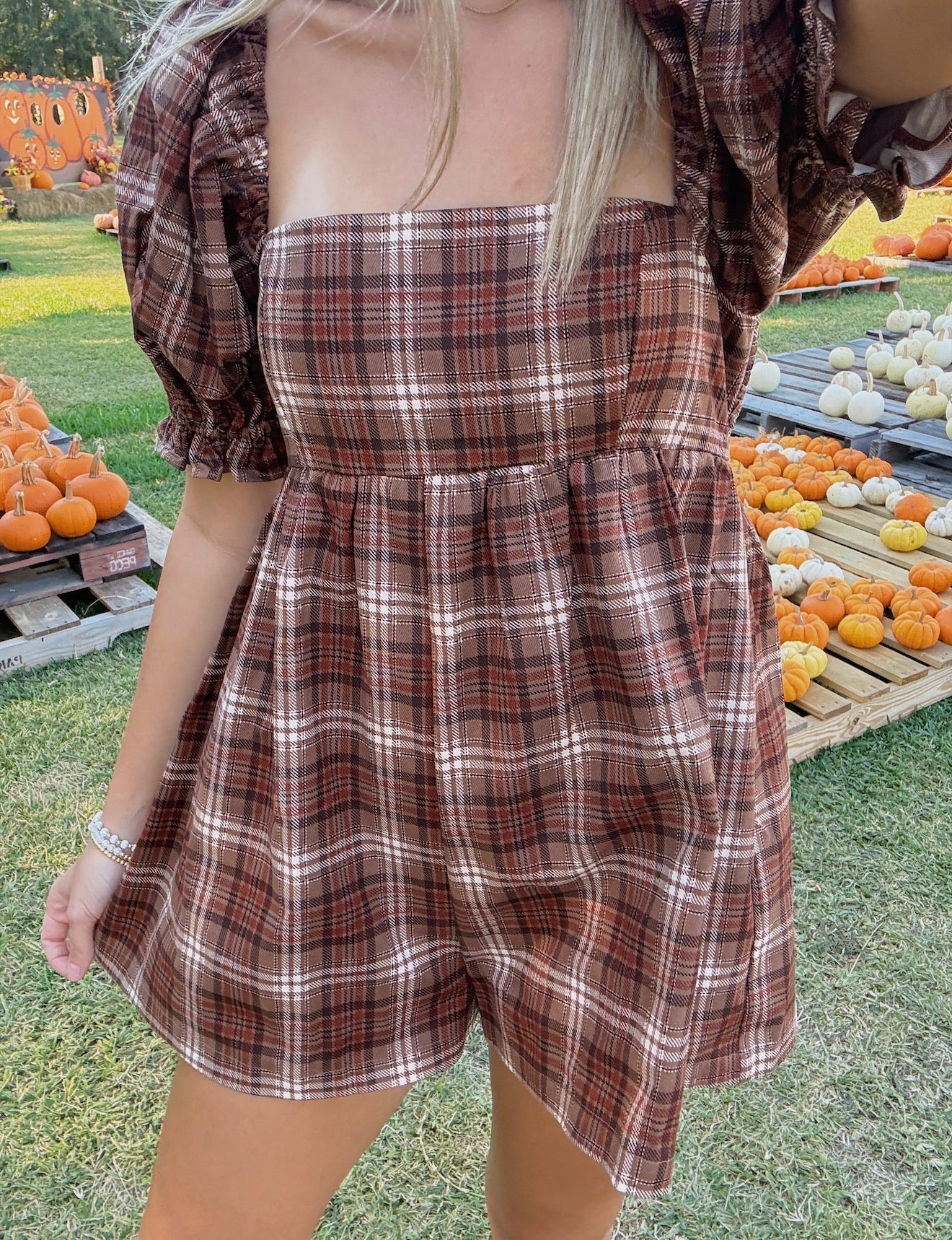 Pumpkin Plaid Romper