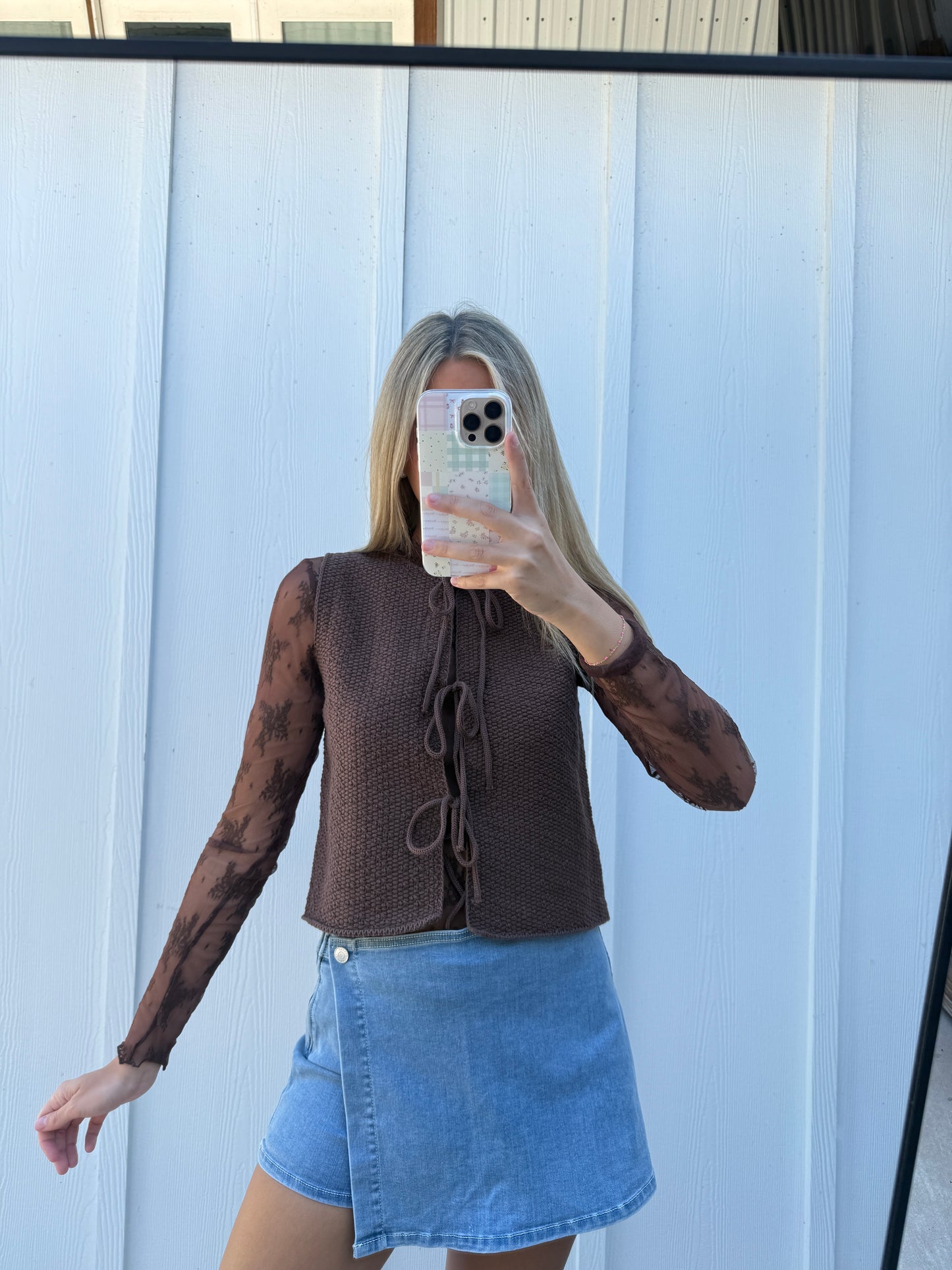 Brown Lace Layering Top
