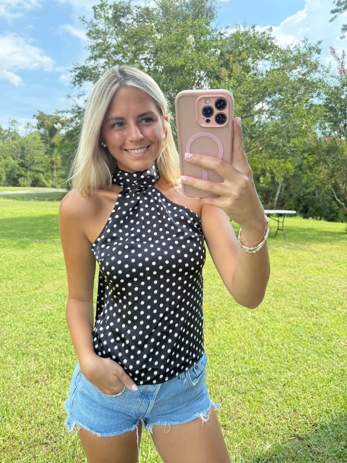 Polka Dot Scarf Top