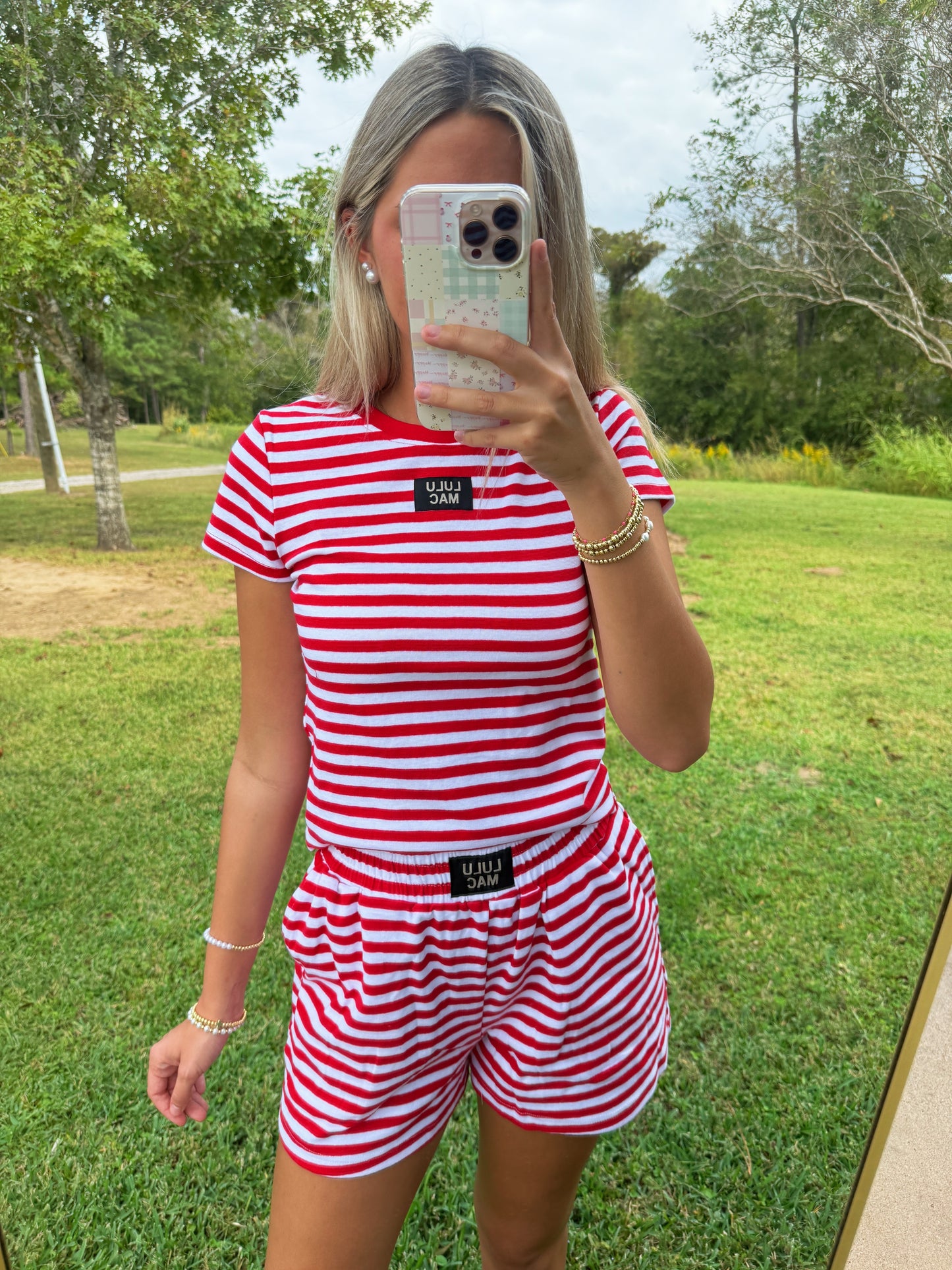 Red Stripe Lulu Mac Shorts