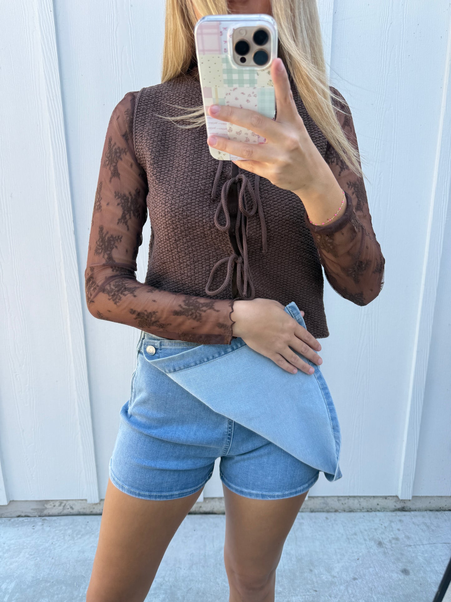 Wrap Front Denim Skort