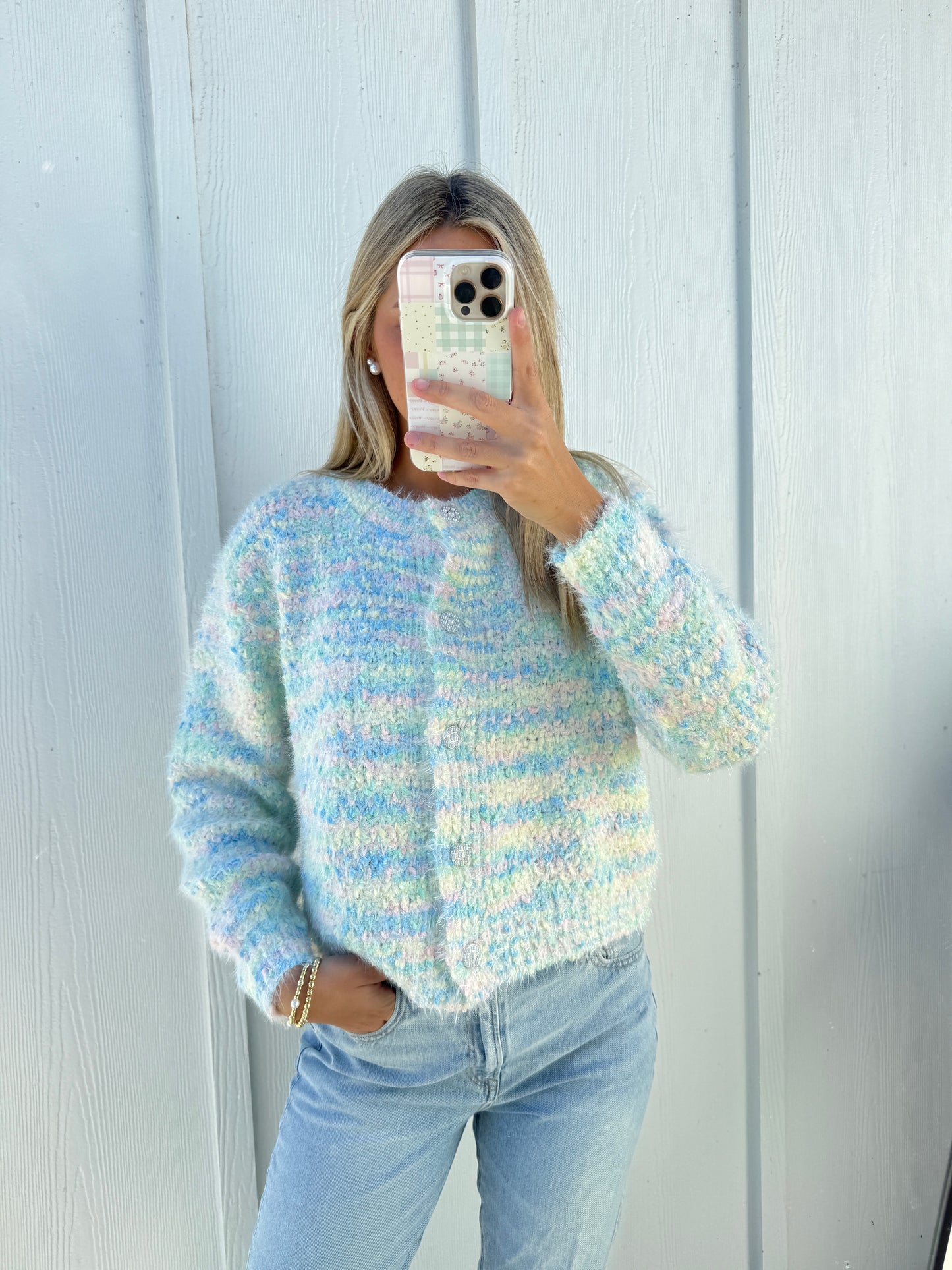 Multicolor Pearl Button Down Cardigan