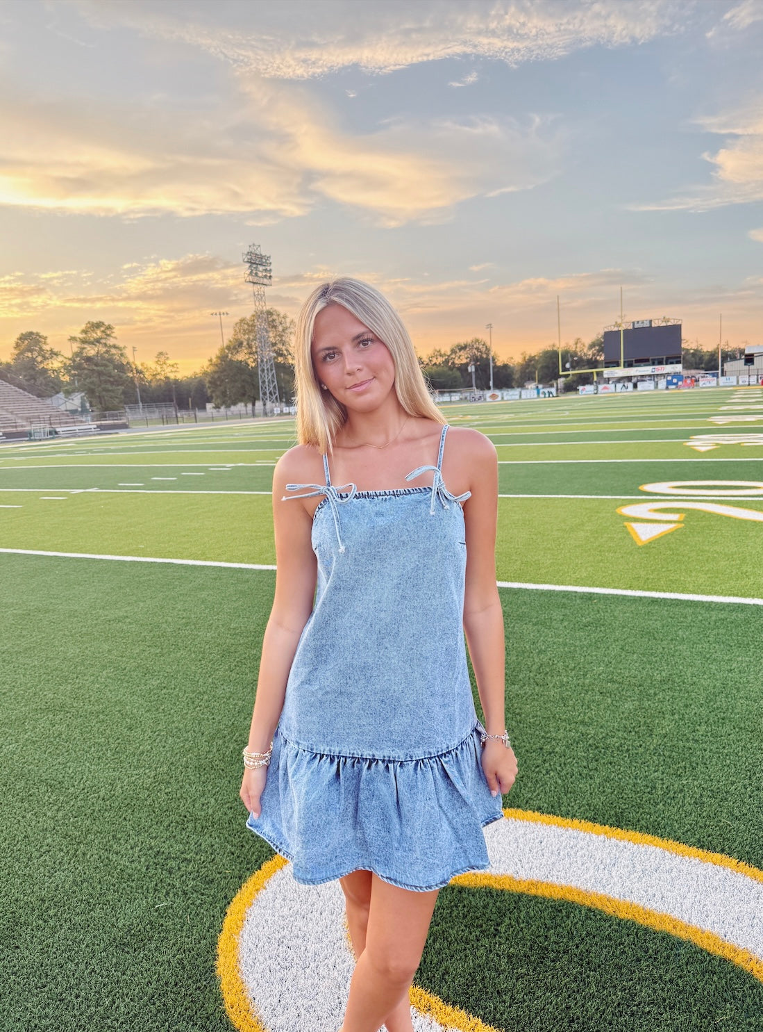 Halftime Denim Bow Dress
