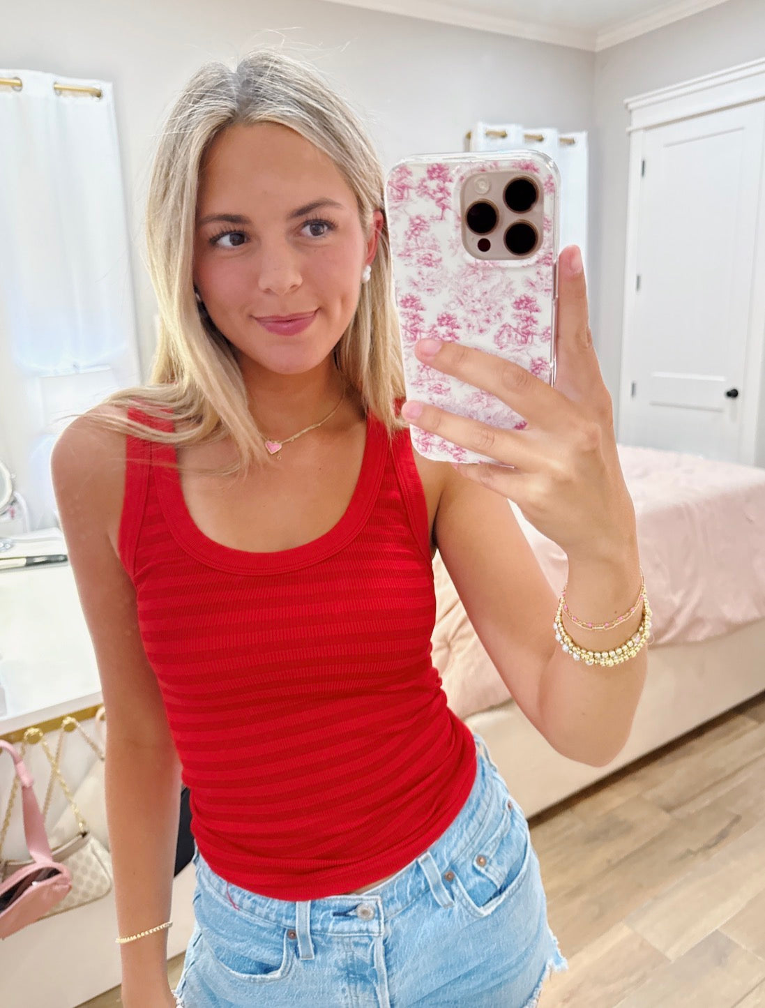 Red Striped Reversible Tank