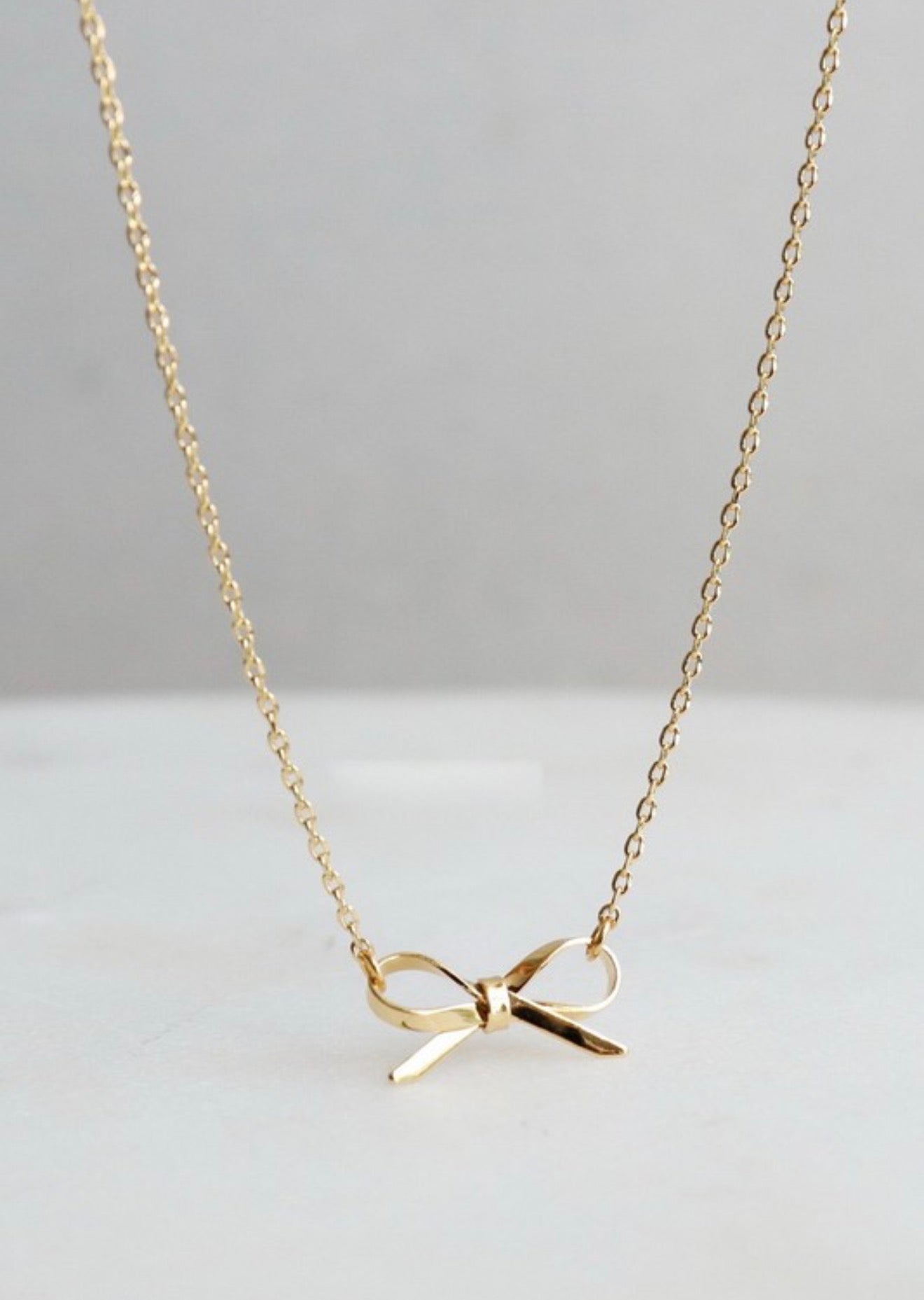 Gold Bow Necklace (Tarnish Free)