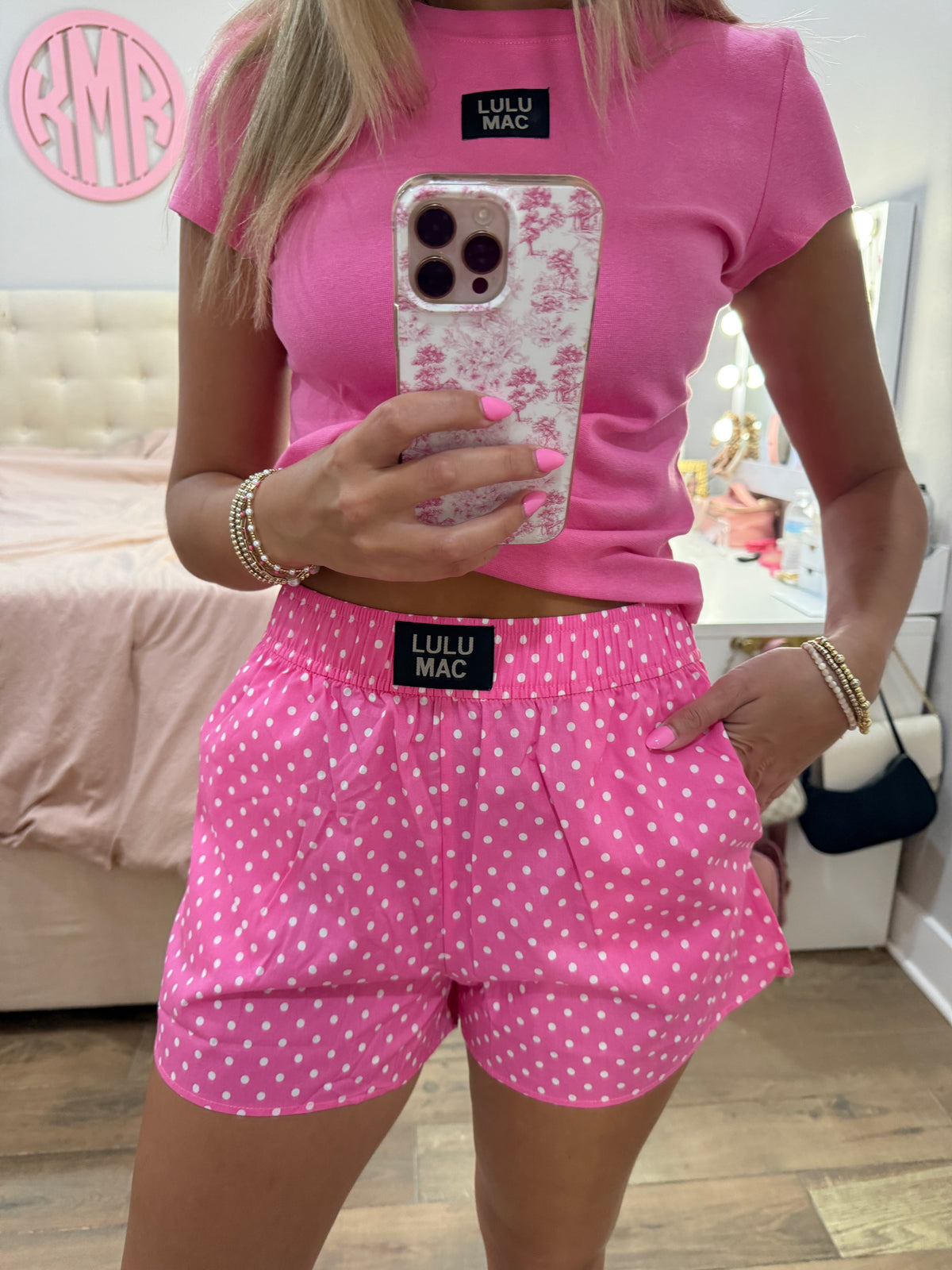 Bubblegum Polka Dot Lulu Mac Shorts