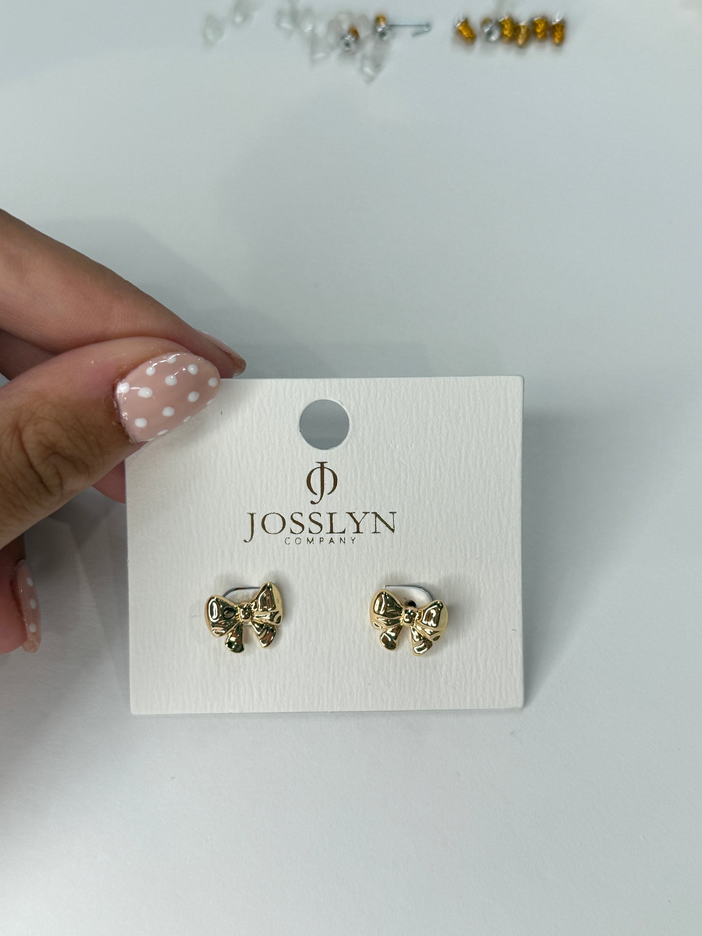 Gold Stud Bow Earring