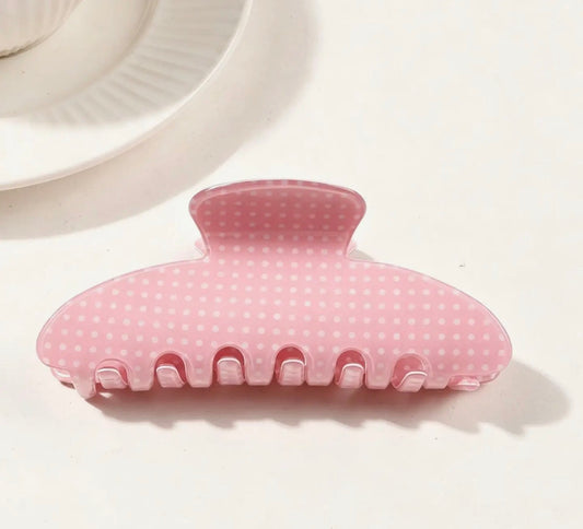 Pink Polka Dot Claw Clip