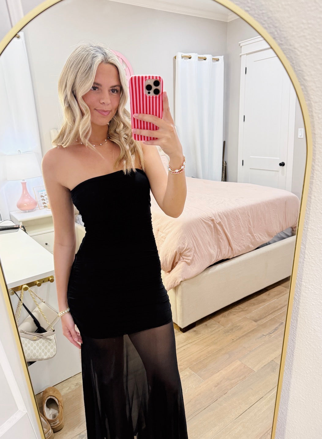 Strapless Sheer Maxi Dress