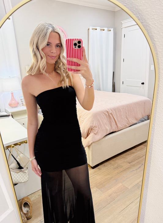Strapless Sheer Maxi Dress