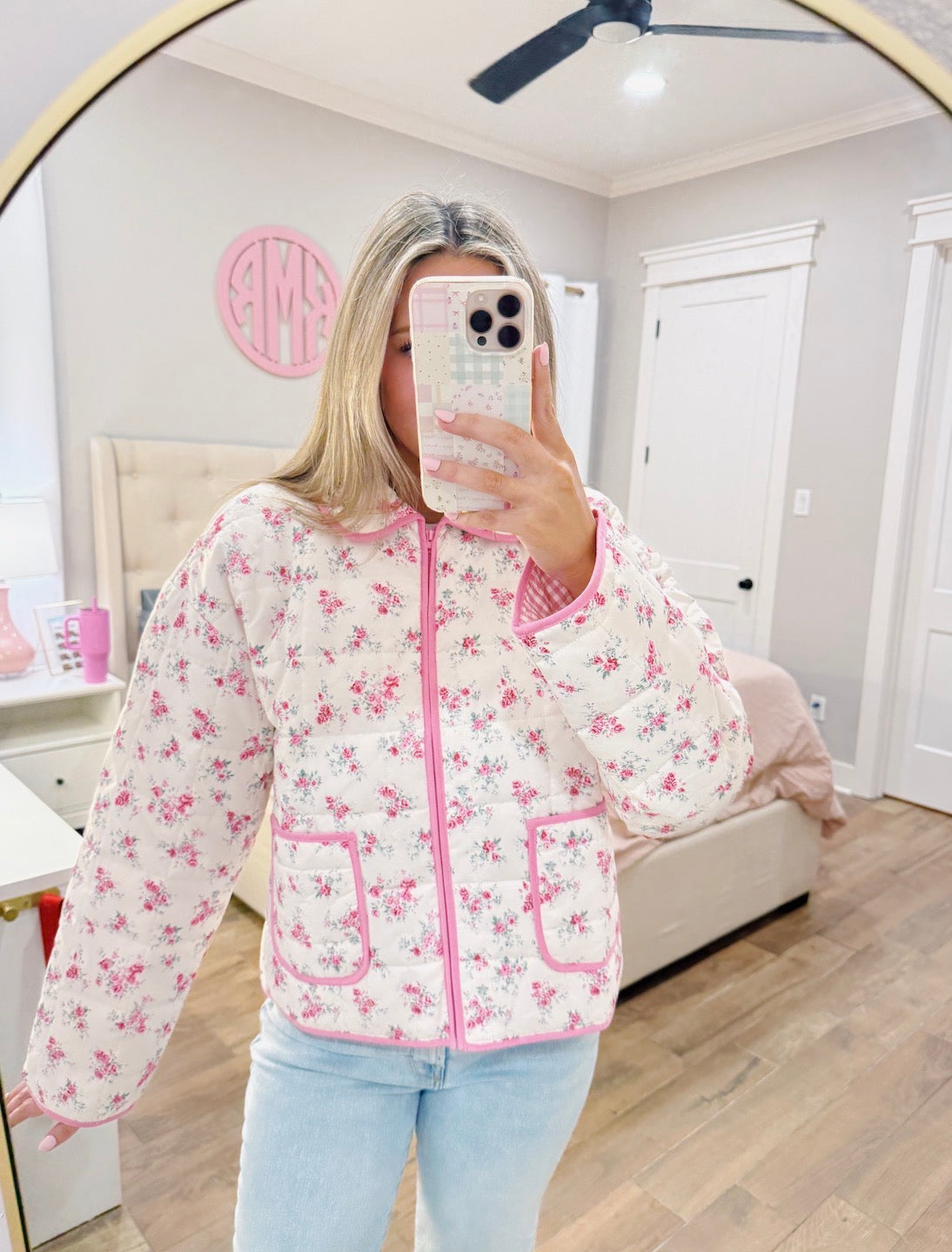 Pink Quilted Floral Jacket