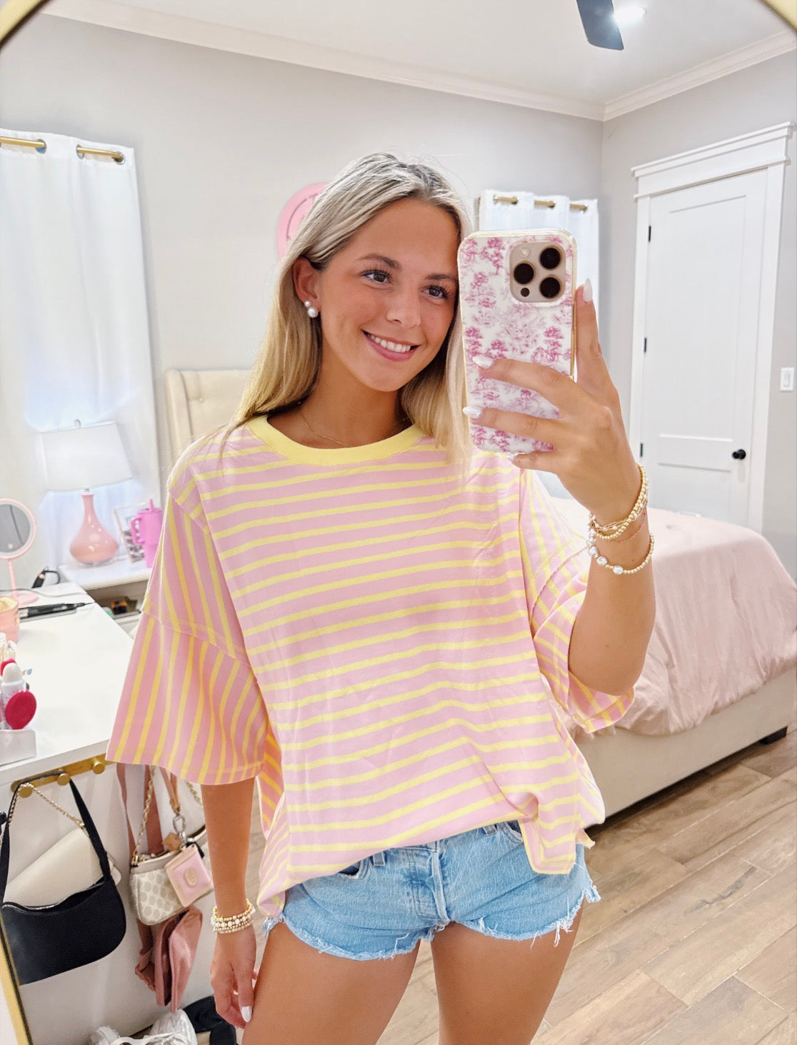 Pink Lemonade Striped Boxy Tee