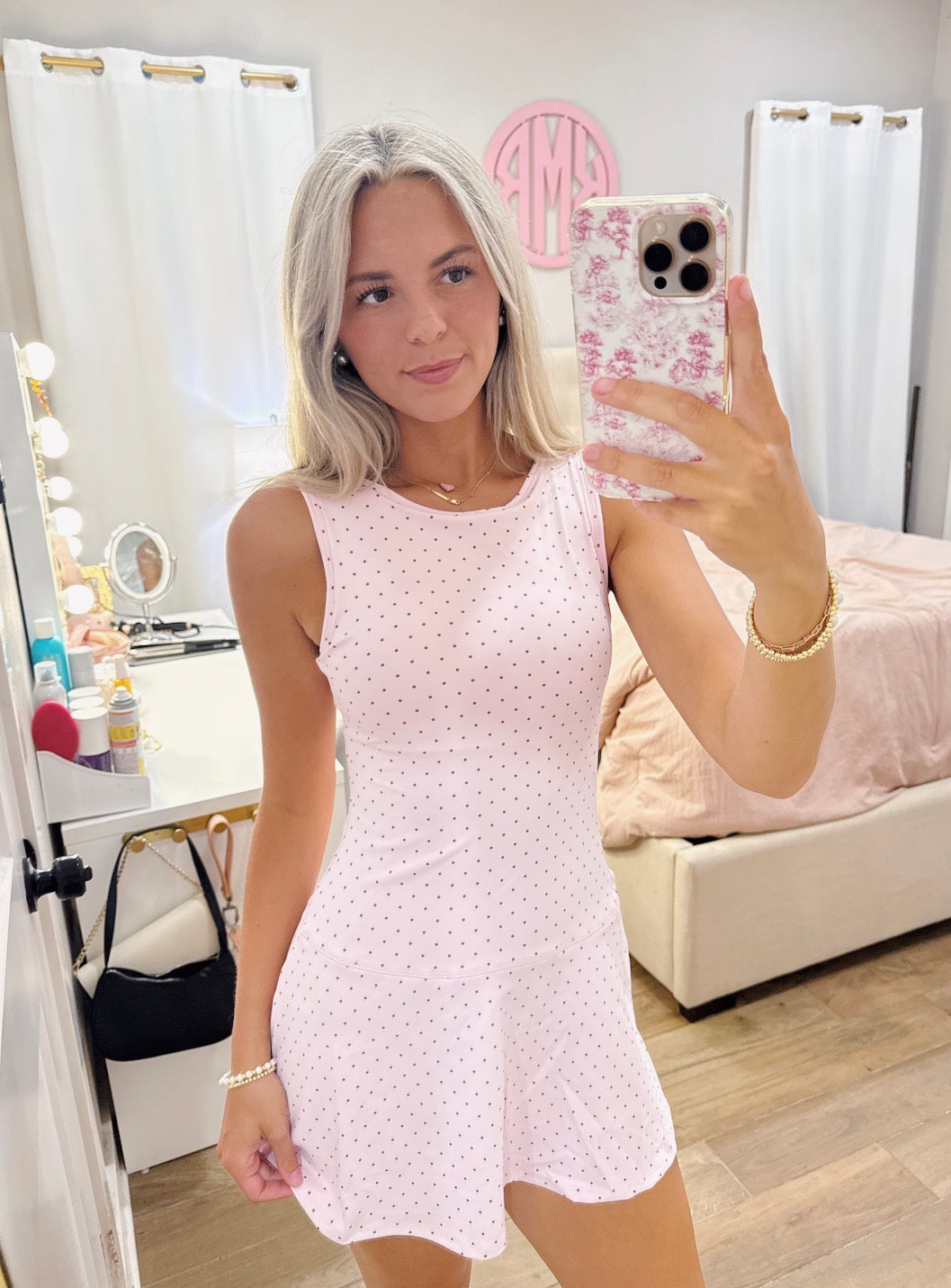 Pink Polka Dot Athletic Dress