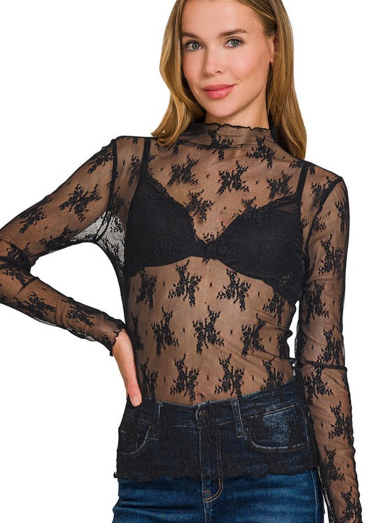 Black Lace Layering Top