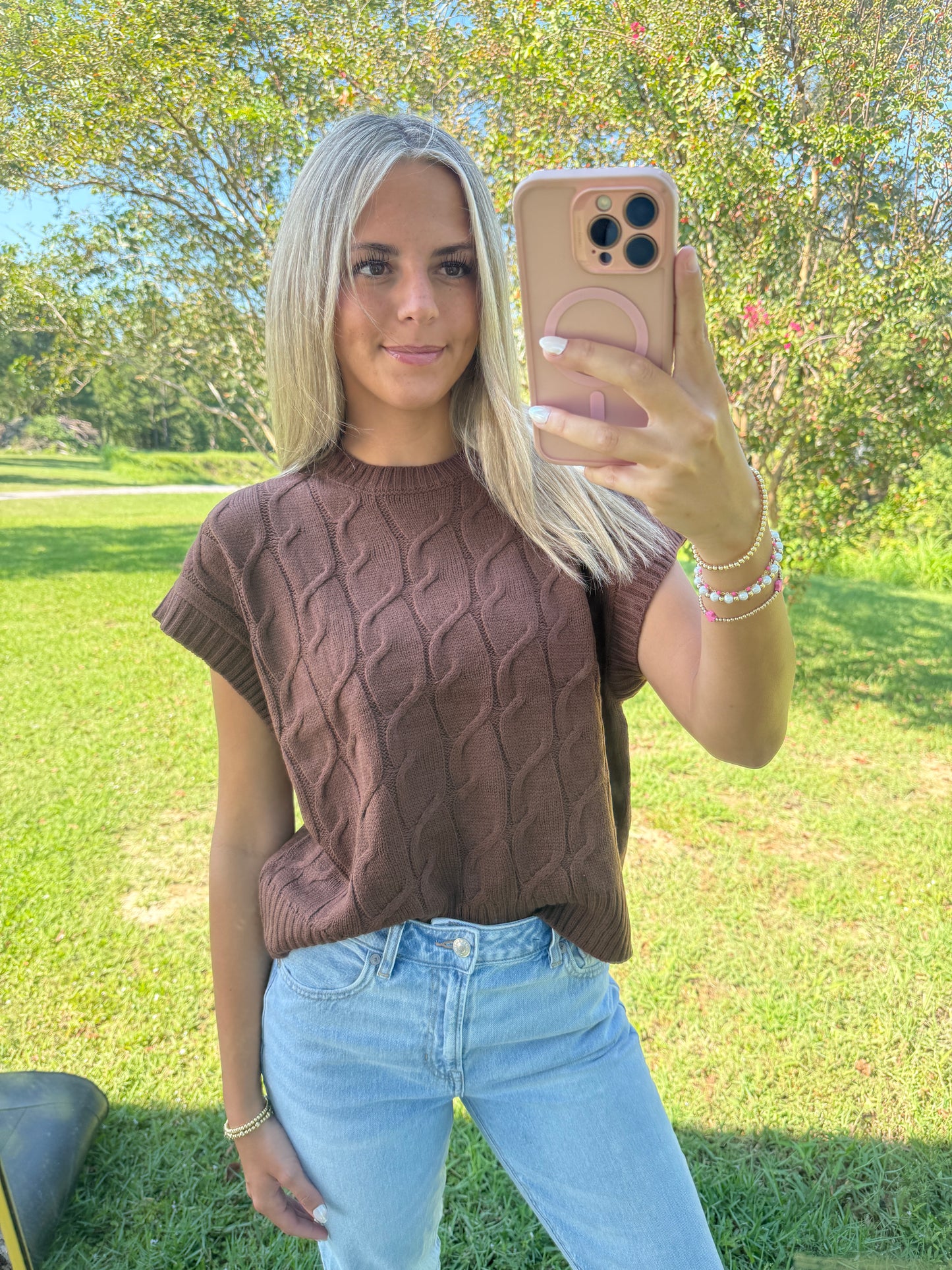 Chestnut Cable Knit Top