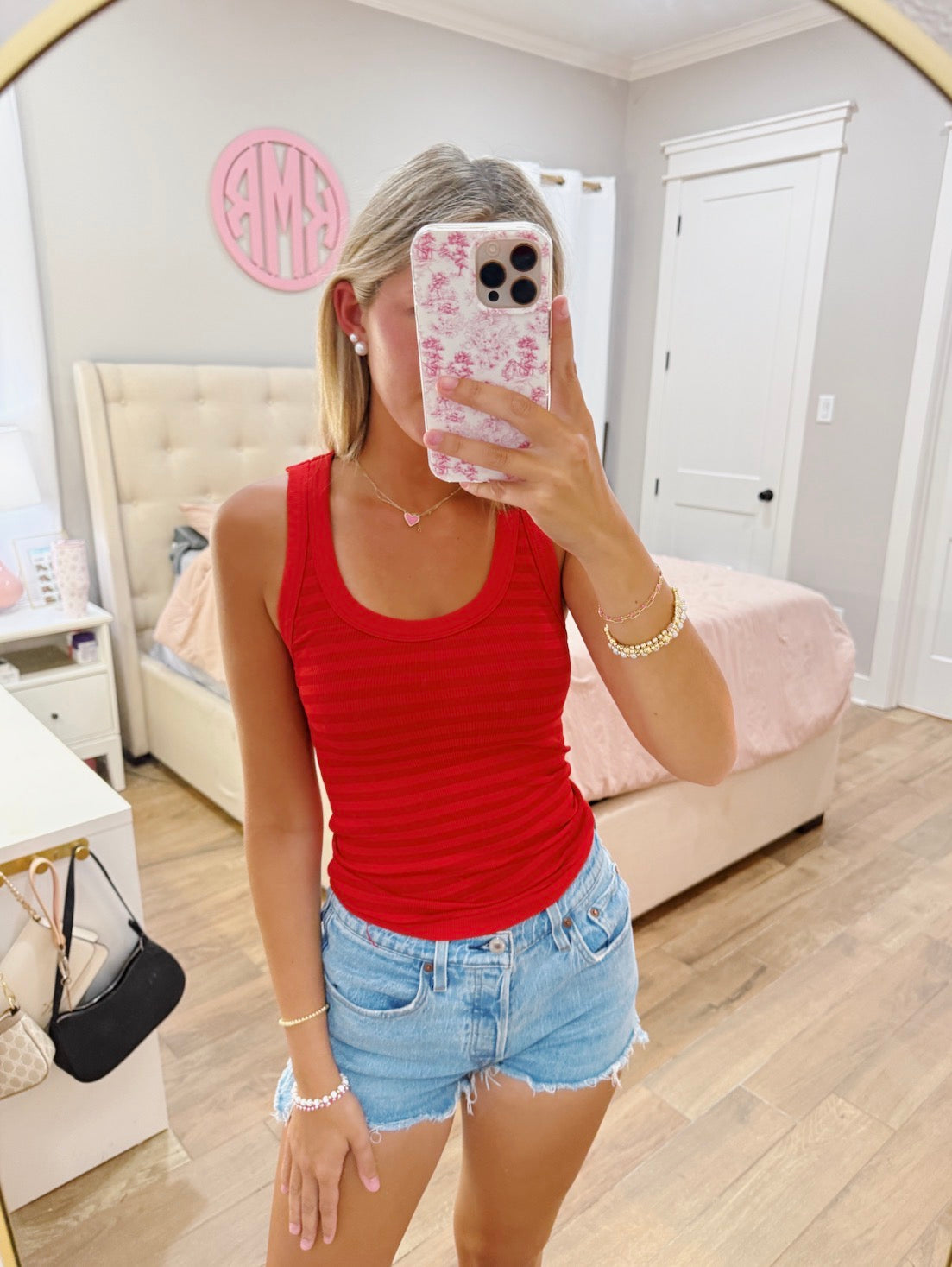 Red Striped Reversible Tank