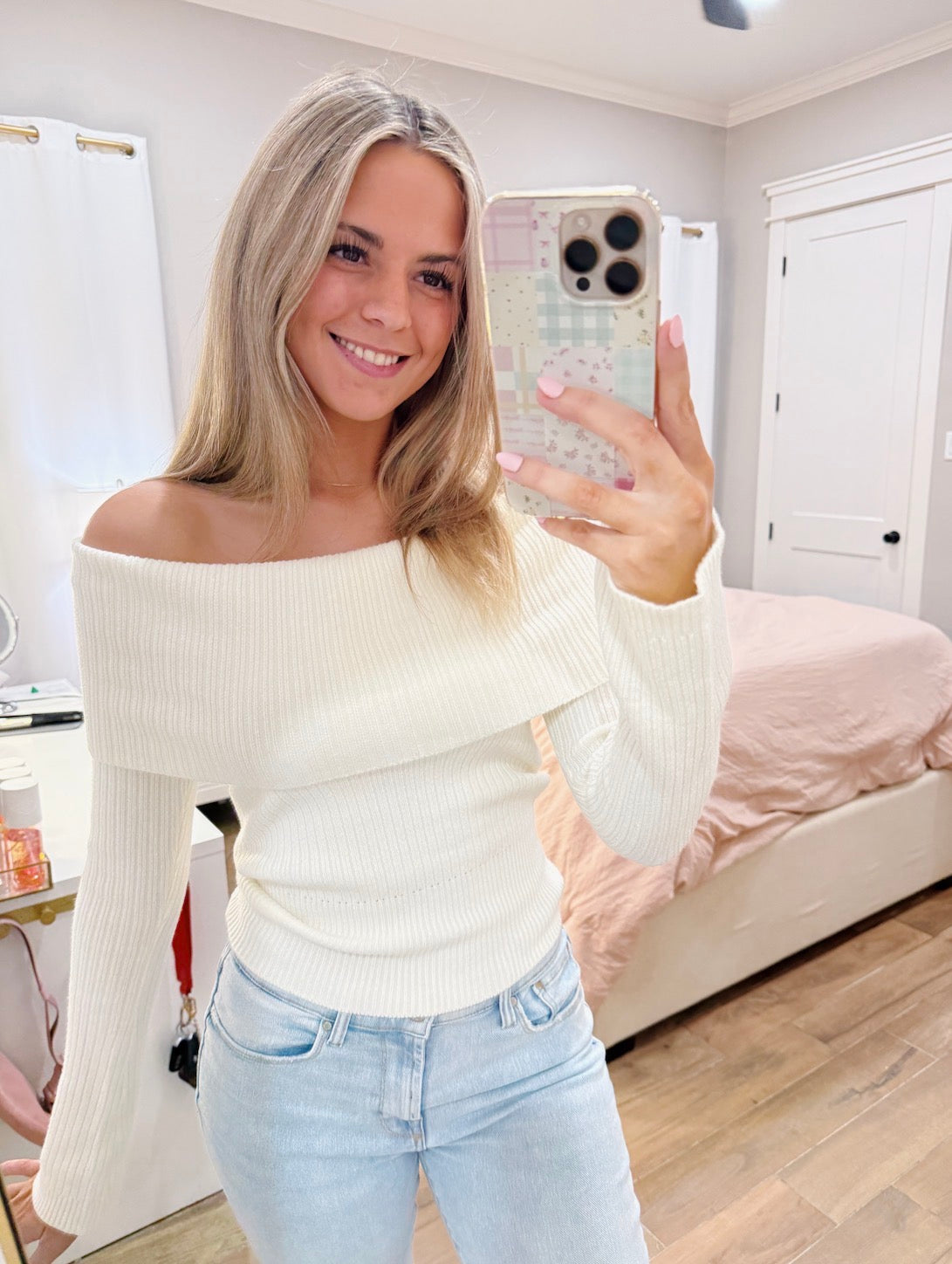 Foldover Off-Shoulder Sweater