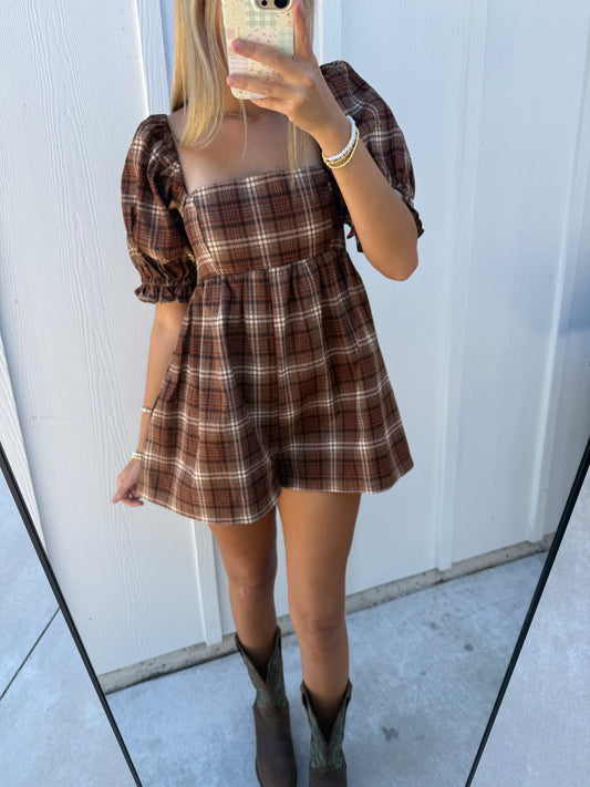 Pumpkin Plaid Romper