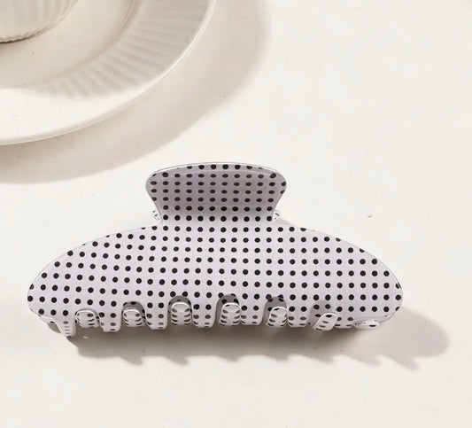 White Polka Dot Claw Clip