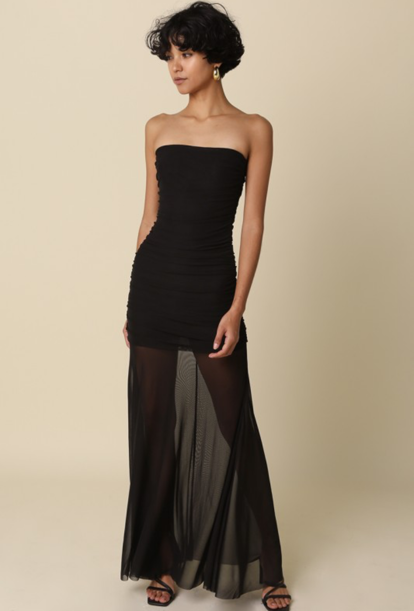 Strapless Sheer Maxi Dress