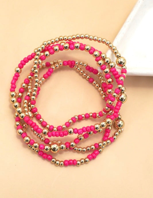 Pink Beaded Bracelet Stack