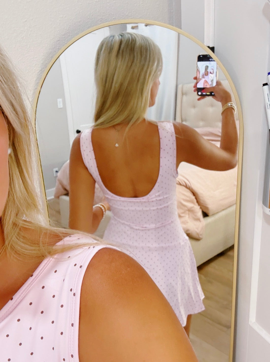 Pink Polka Dot Athletic Dress