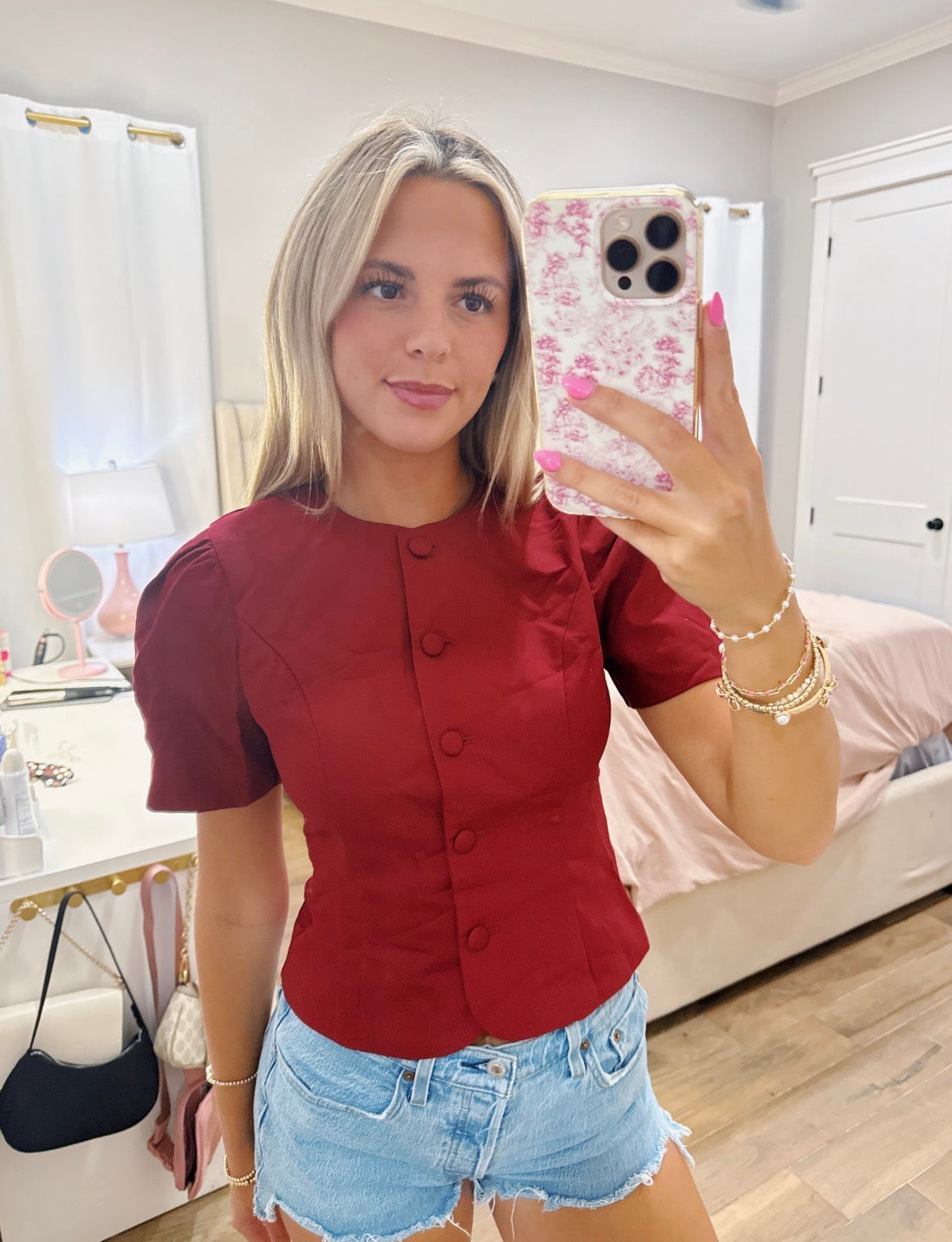 Maroon Puff Sleeve