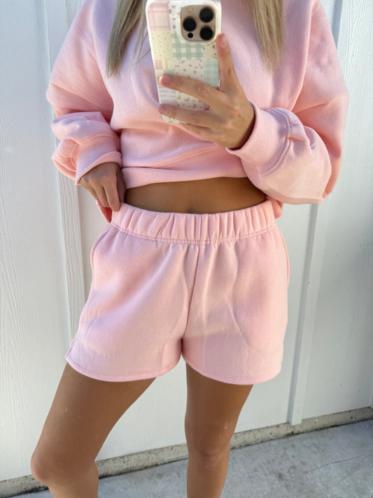Pink Cozy Fleece Sweatshorts