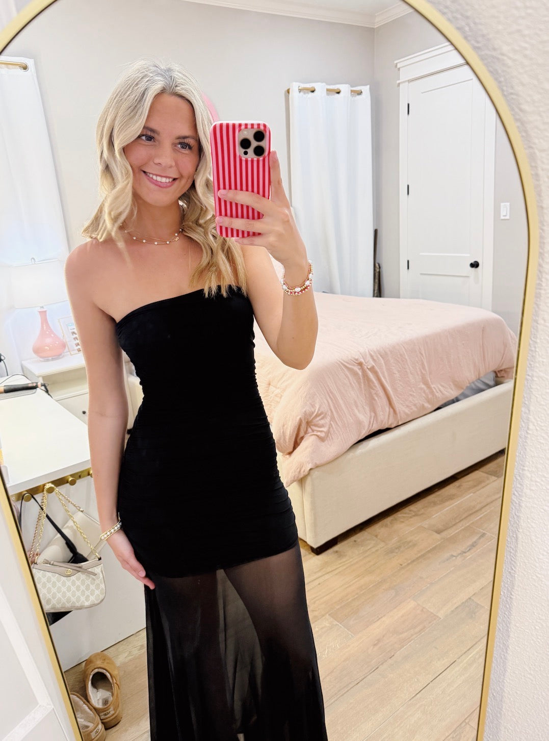 Strapless Sheer Maxi Dress