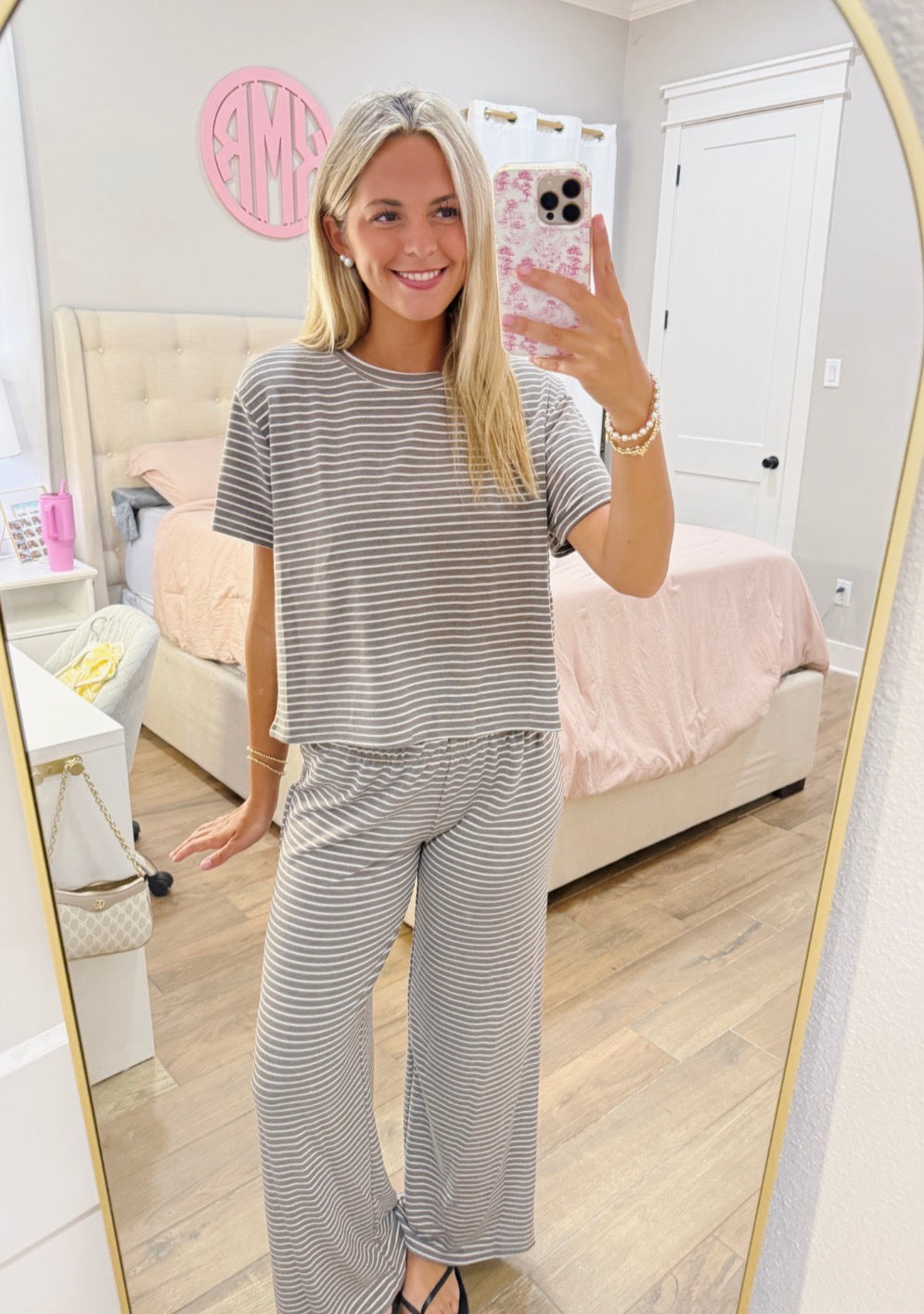 Grey Striped Lounge Set