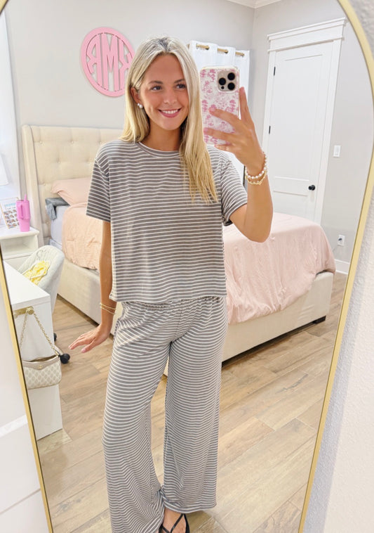 Grey Striped Lounge Set