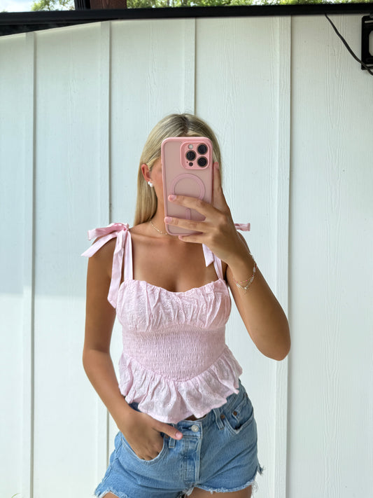 Kaylee Pink Bowtie Top