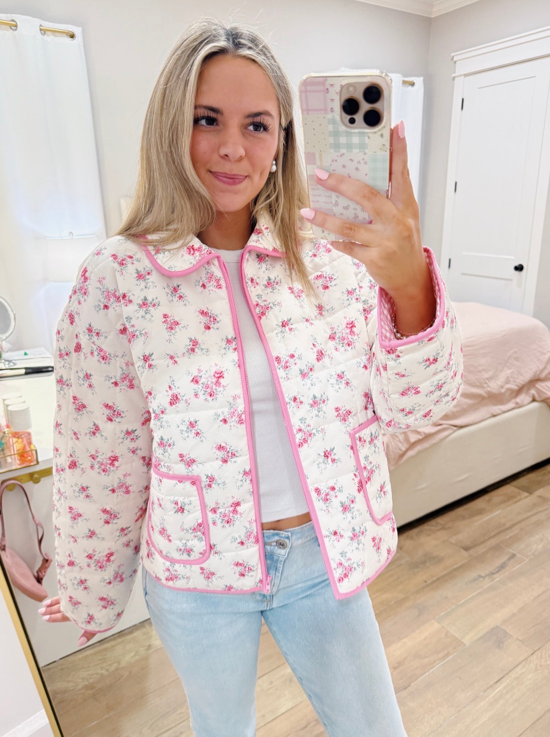 Pink Quilted Floral Jacket