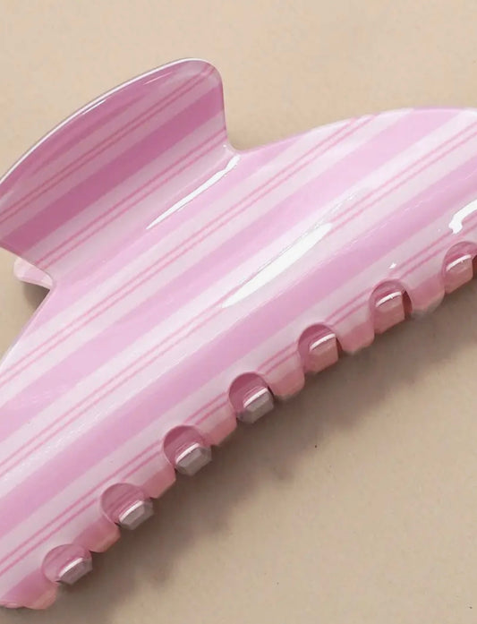 Pink Striped Claw Clip