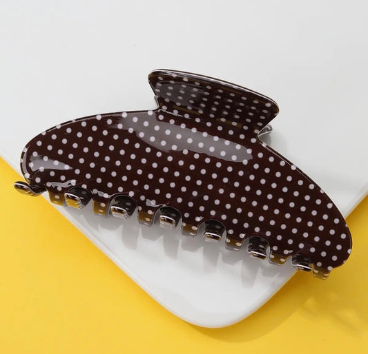 Brown Polka Dot Claw Clip