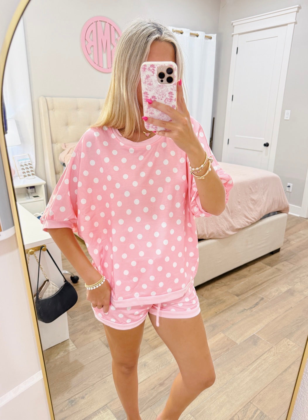Pink & White PolkaDot Set