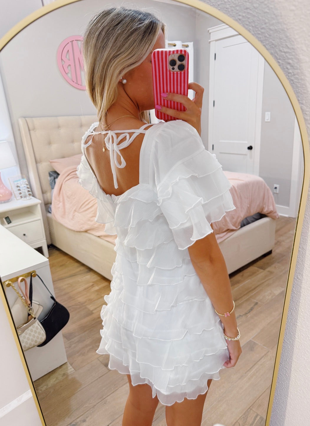 White Ruffle Detail Dress