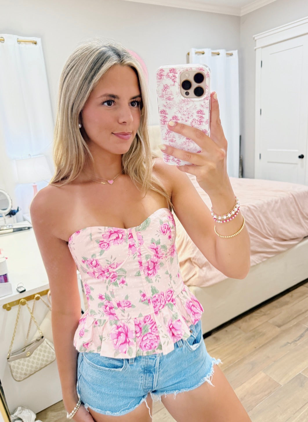 Pink Floral Corset Top